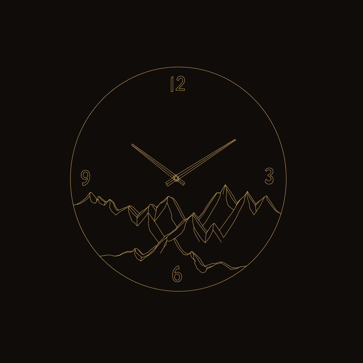 Solid Wood Clock Wall Mountain Landscape Living Room dimension diagram