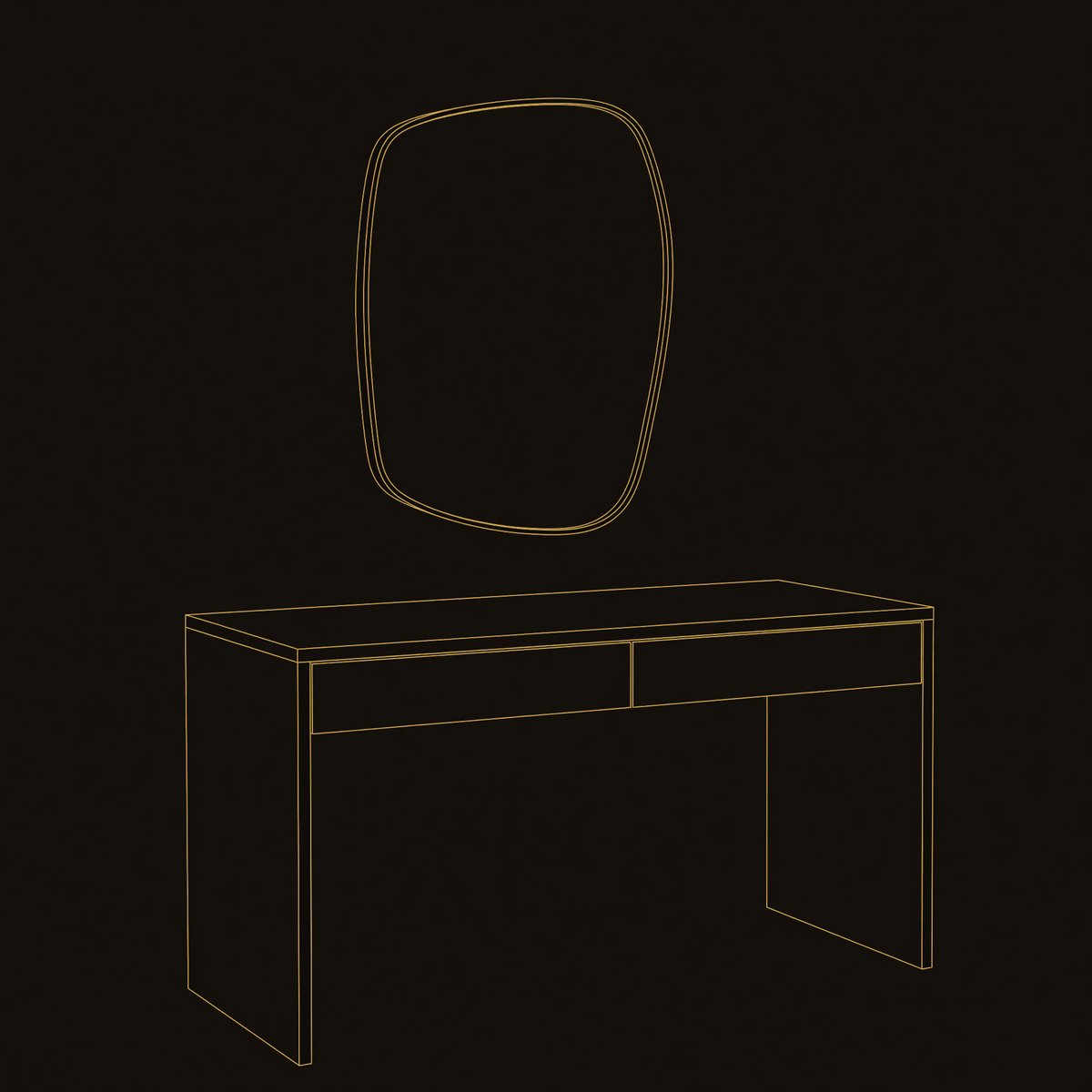 Solid Wood Dressing Table Vanity Bedroom dimension diagram