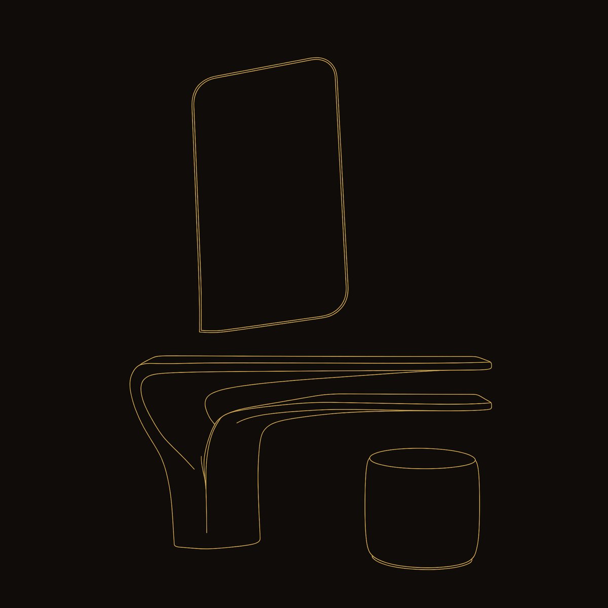 Solid Wood Dressing Table Vanity Bedroom Interior Space dimension diagram