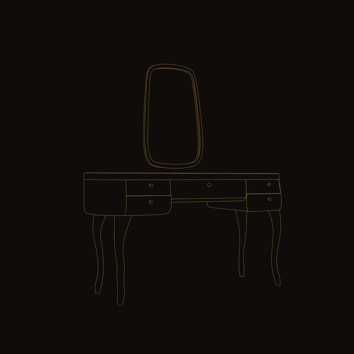 Solid Wood Dressing Table Vintage With Drawers Bedroom dimension diagram