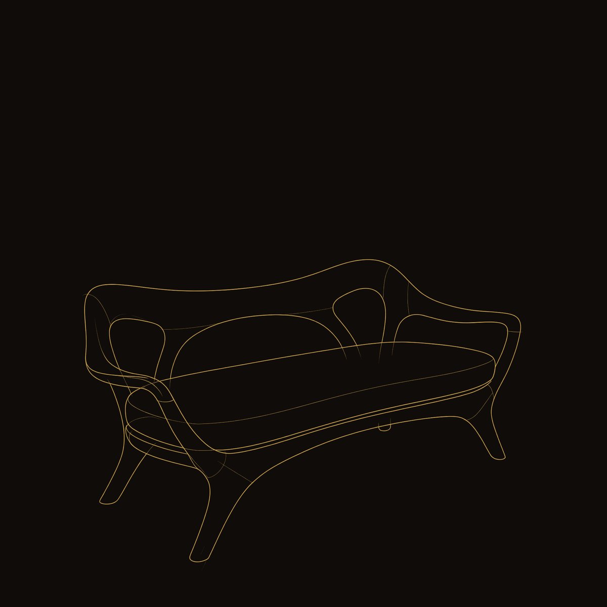 Solid Wood Sofa Statement With Curved Backrest Living dimension diagram