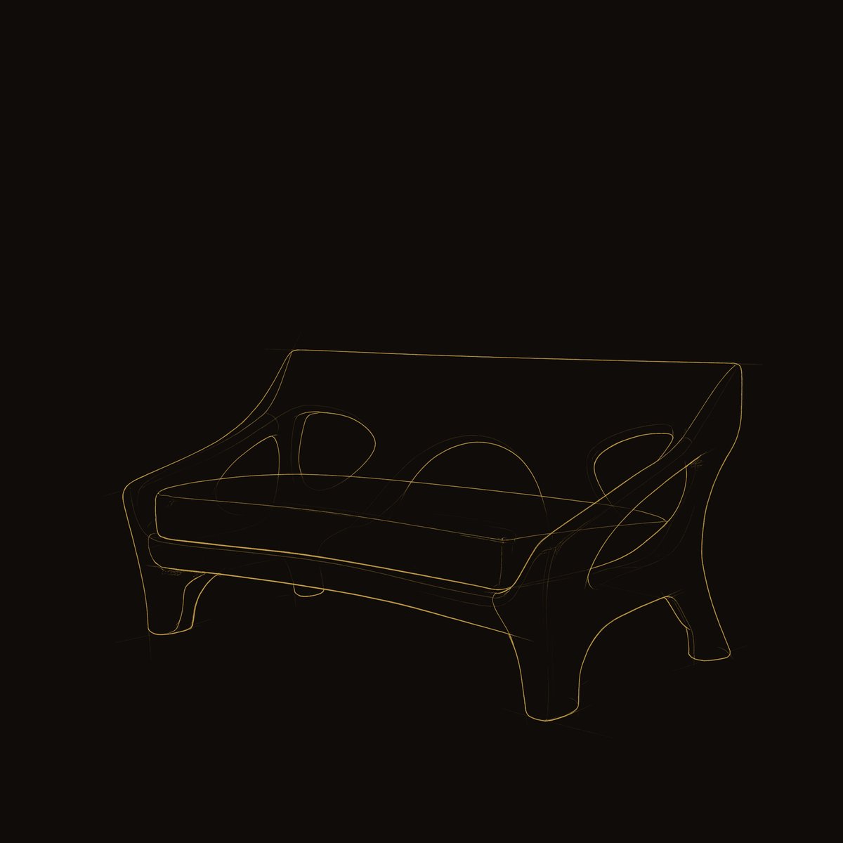 Solid Wood Sofa With Sculptural Open Frame Living dimension diagram