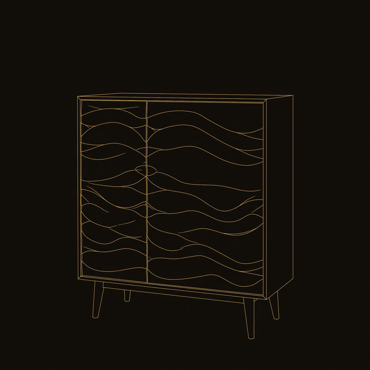 Solid Wood Bar Cabinet Sculptural Wine With Wave Carved Doors Kitchen dimension diagram