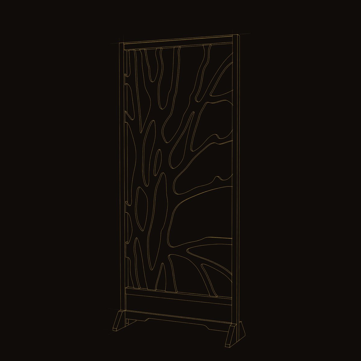 Solid Wood Room Divider Tree Pattern Cabinet Living dimension diagram