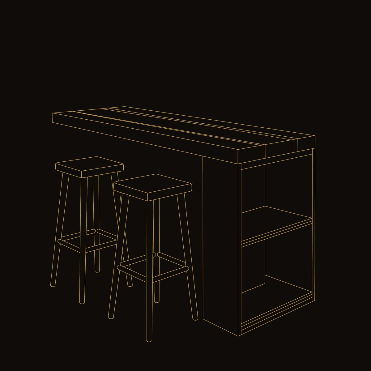 Solid Wood Bar Table Tropical Live Edge Balcony Outdoor Patio dimension diagram