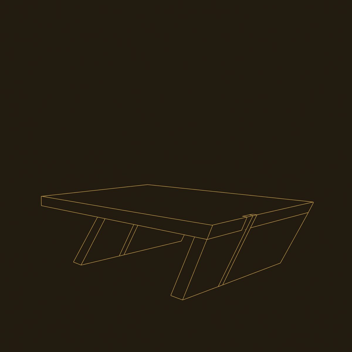 Cantilevered Solid Wood Coffee Table on Angled Legs dimension diagram