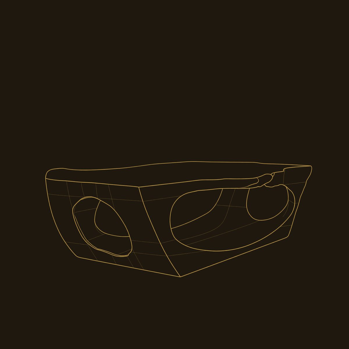 Carved Arch Coffee Table in One Continuous Slab Form dimension diagram