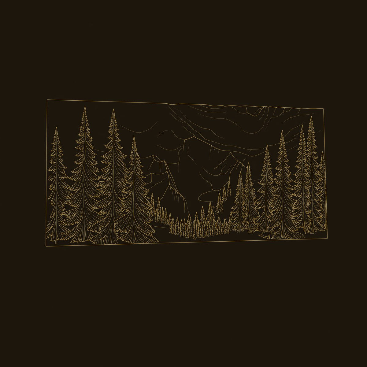 Carved Solid Wood Forest Mountain Wall Art - Landscape Relief Panel dimension diagram
