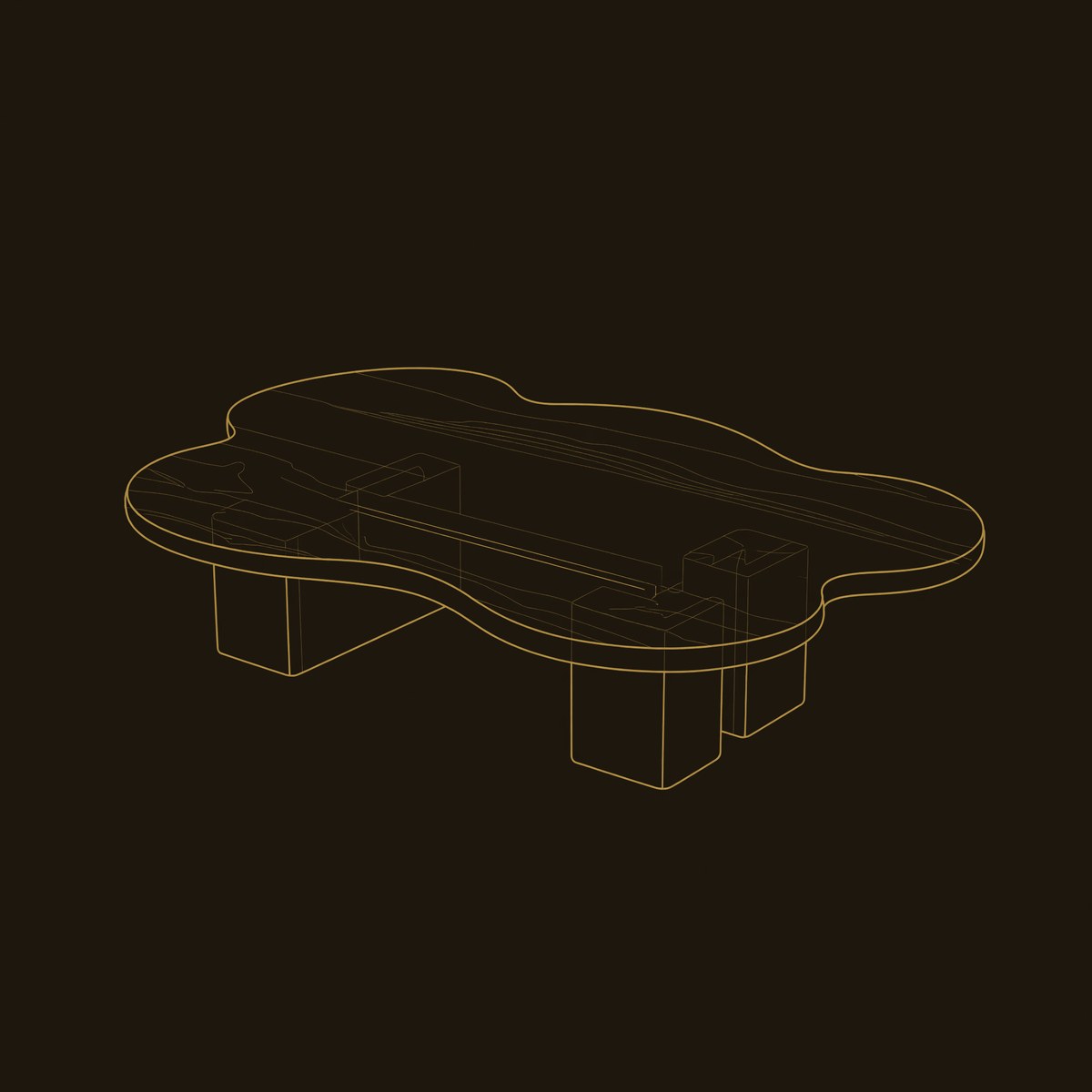 Contemporary Cloud Shape Coffee Table For Living Room Decor dimension diagram