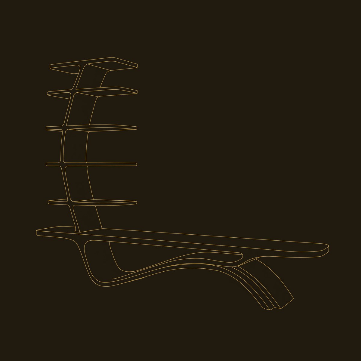 Contemporary Sculptural Storage TV Console with Vertical Shelving dimension diagram