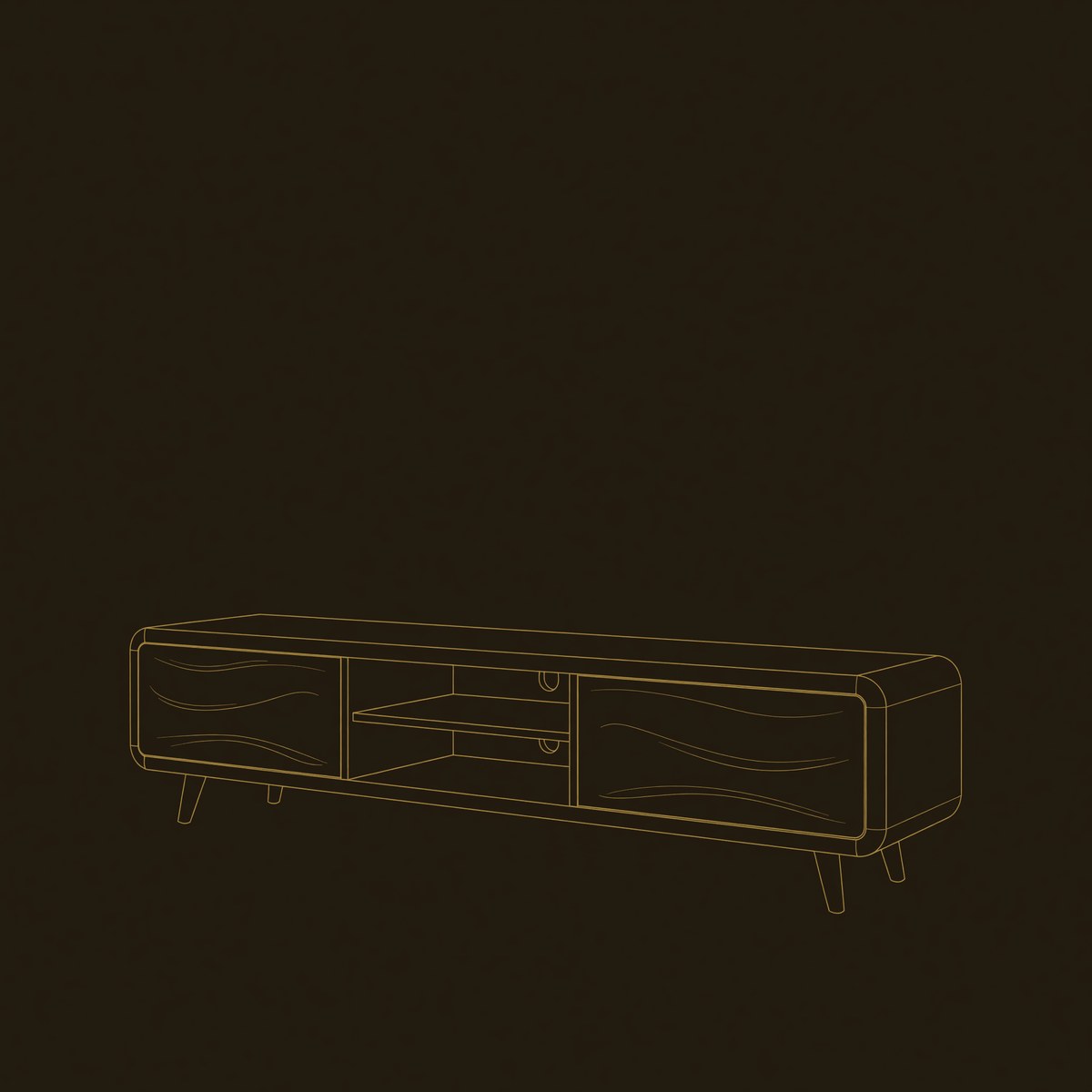 Contemporary Wooden Tv Cabinet With Sculptural Frame For Living Room dimension diagram