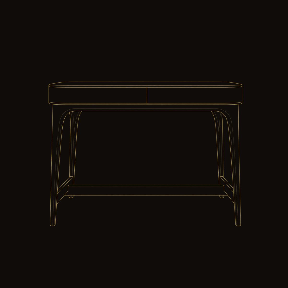 Curved-Leg Console Table with Two Flush Front Drawers dimension diagram