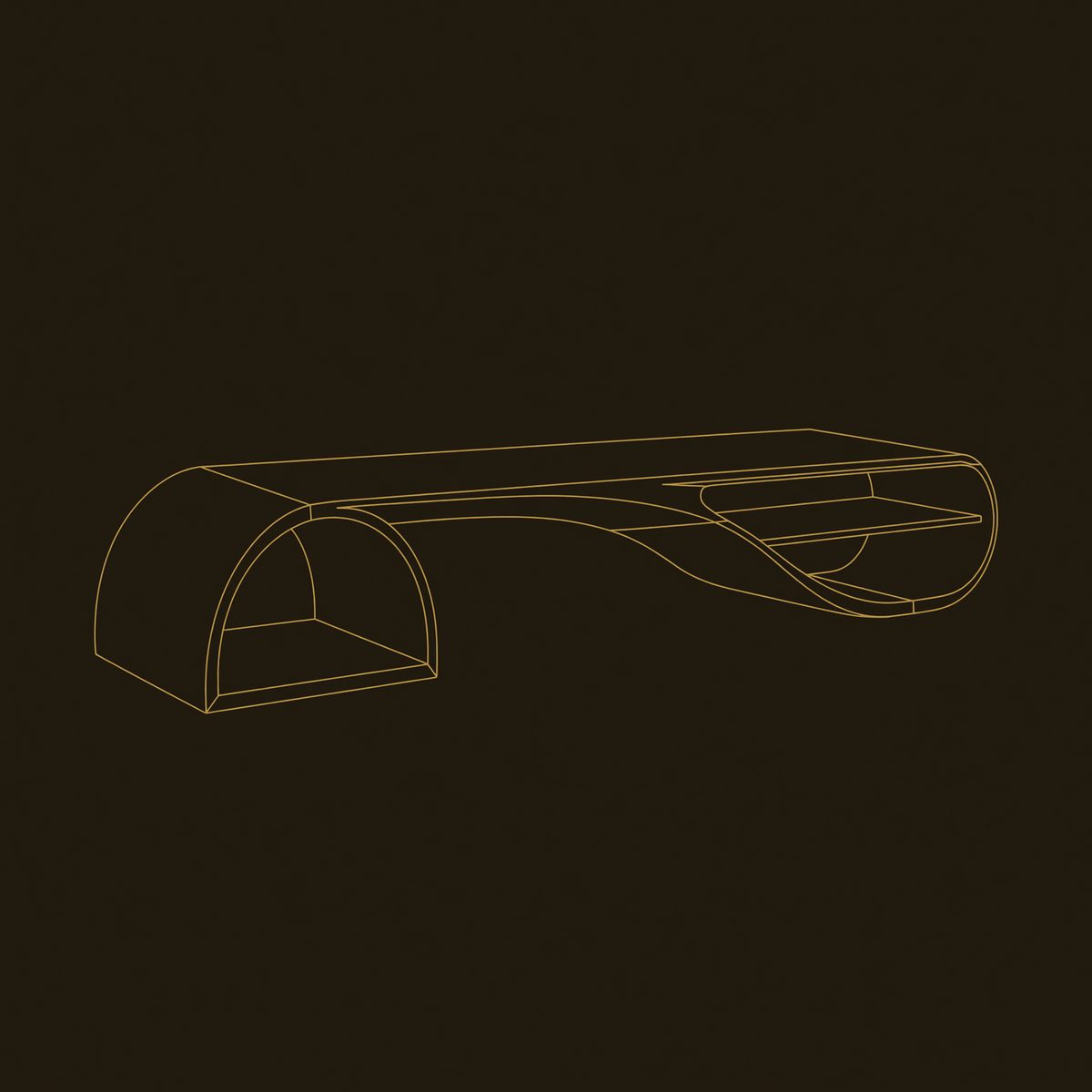 Driftwave Media Console with a Low Arched Base dimension diagram