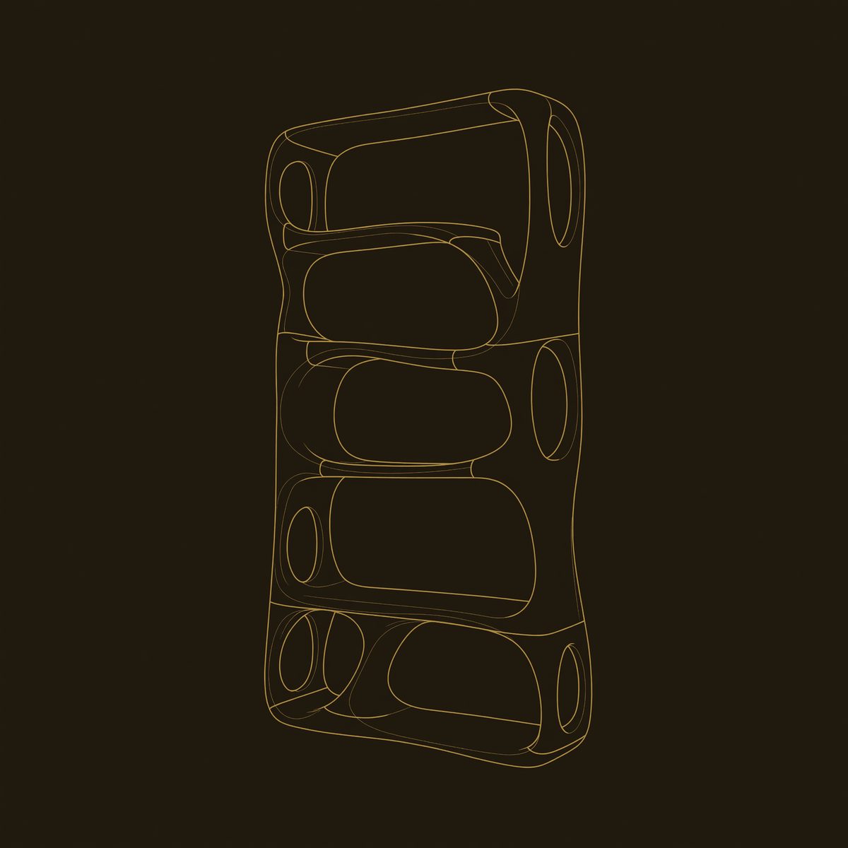 Five-Tier Bookshelf with Looped Oval Cutouts dimension diagram