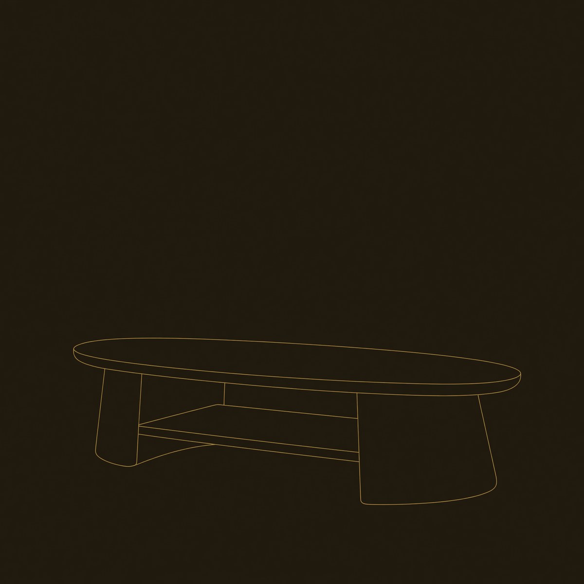 Oval Coffee Table With Open Storage Handcrafted Solid Wood dimension diagram