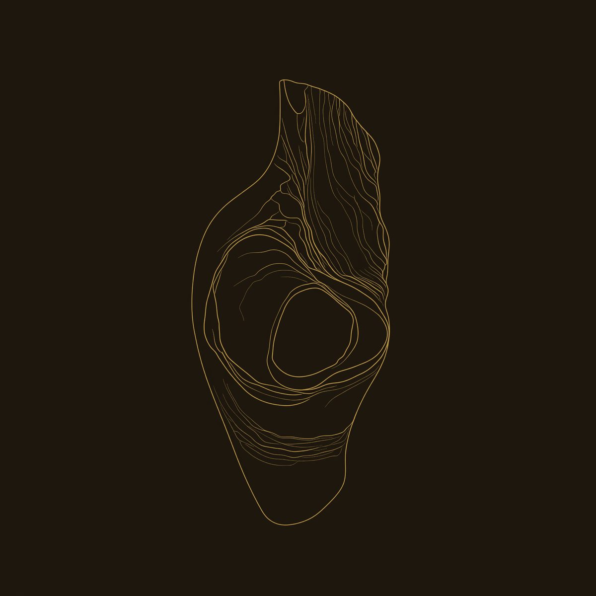 Hollowed Curve Wall Sculpture with an Open Core dimension diagram