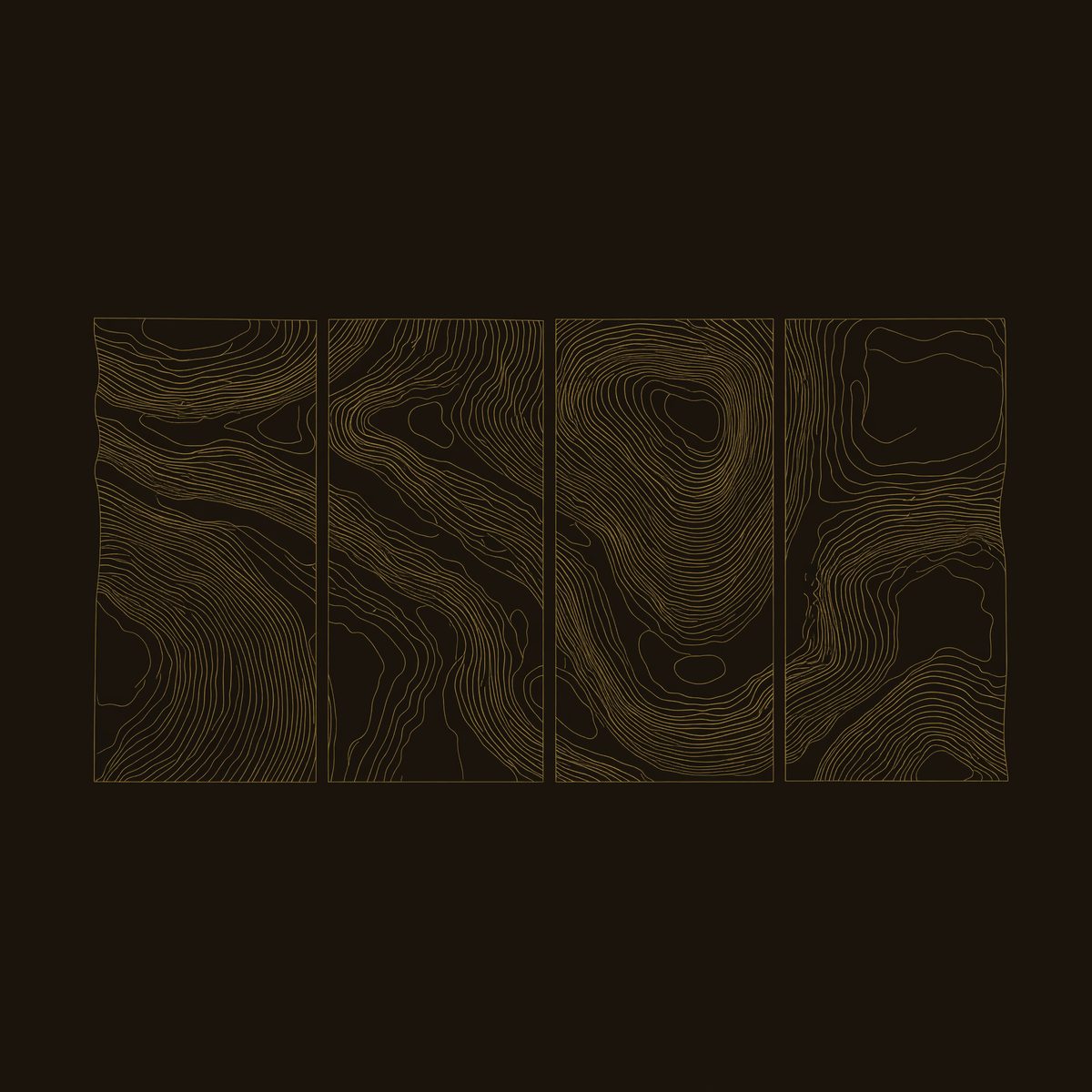 Layered Contour Wall Art in Four Carved Panels dimension diagram