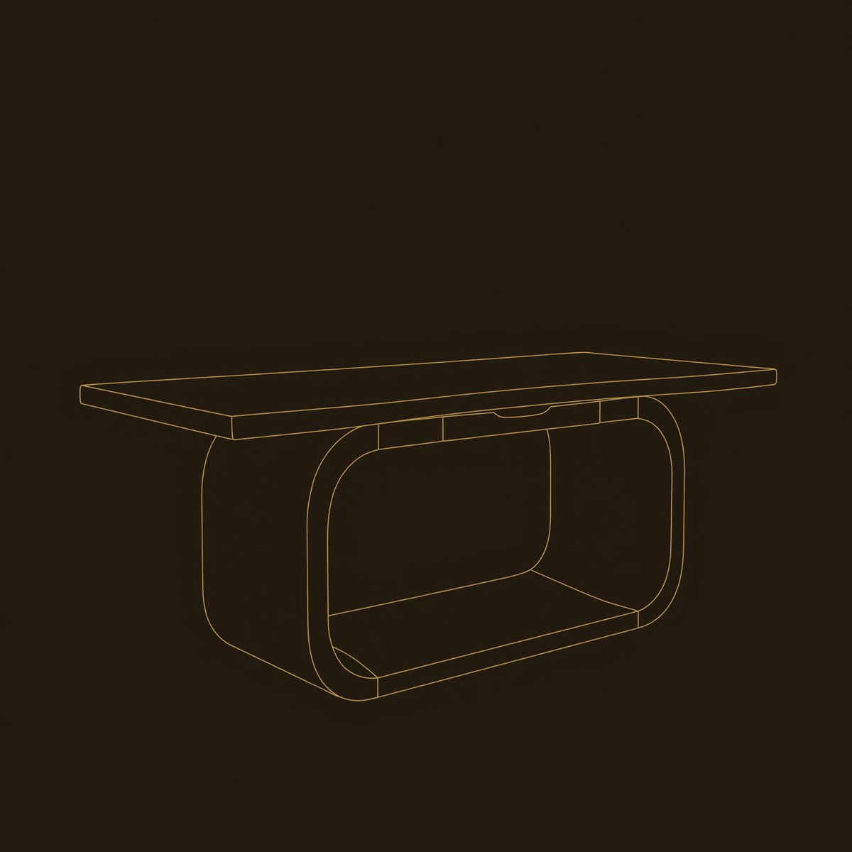 Live Edge Solid Wood Executive Desk Curved Base dimension diagram