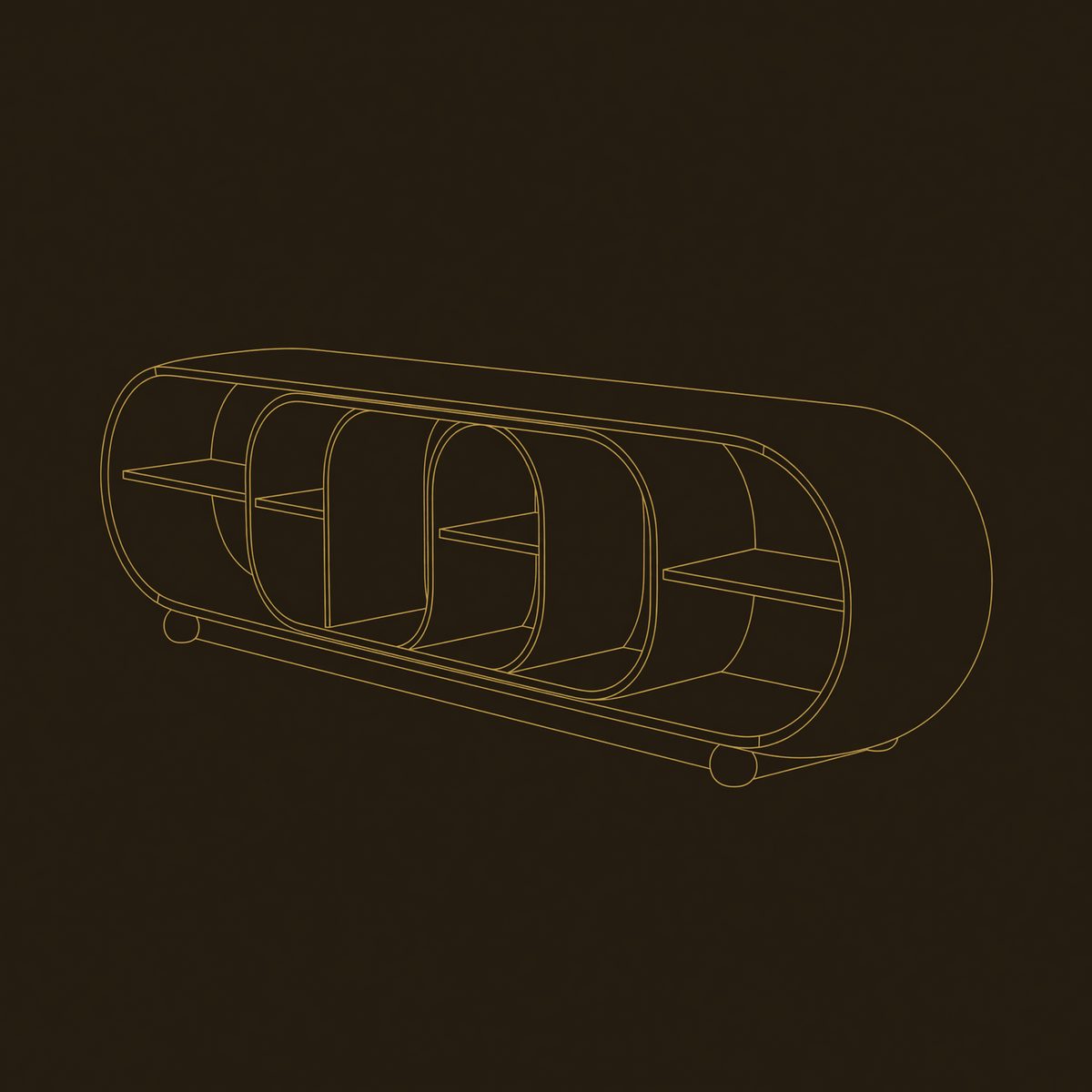 Loopform Media Console with Nested Open Shelving dimension diagram
