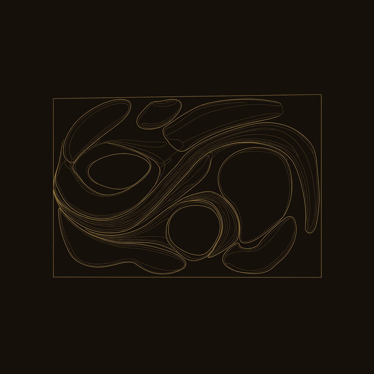 Looping Ovals and Pods in a Framed Wood Wall Relief dimension diagram
