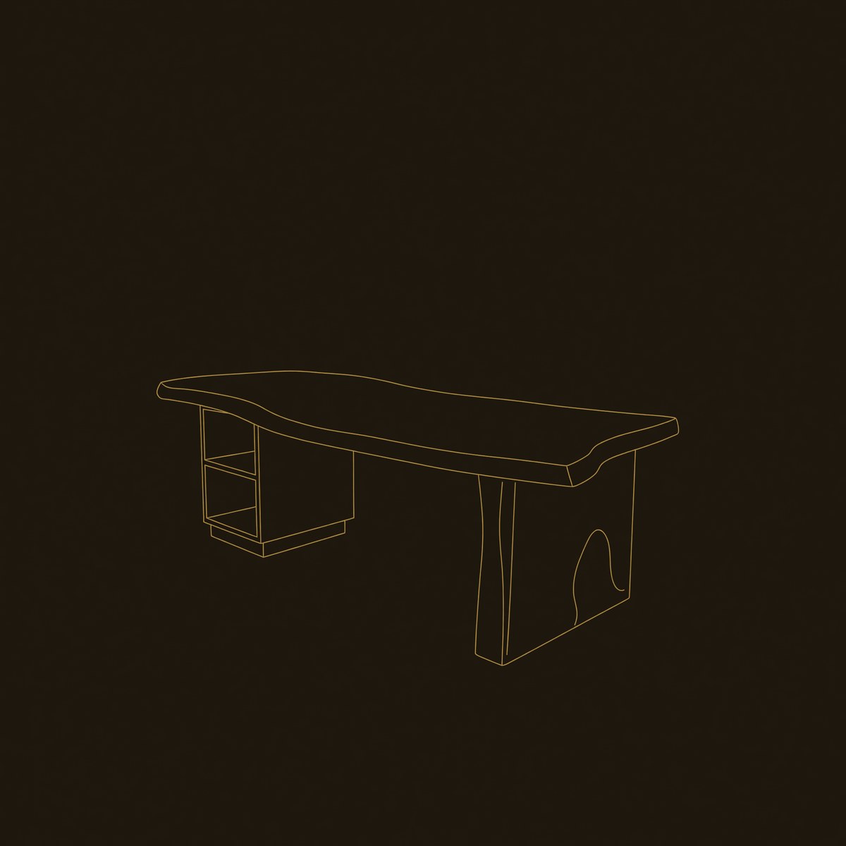 Luxury Solid Wood Executive Desk with Live Edge Top dimension diagram