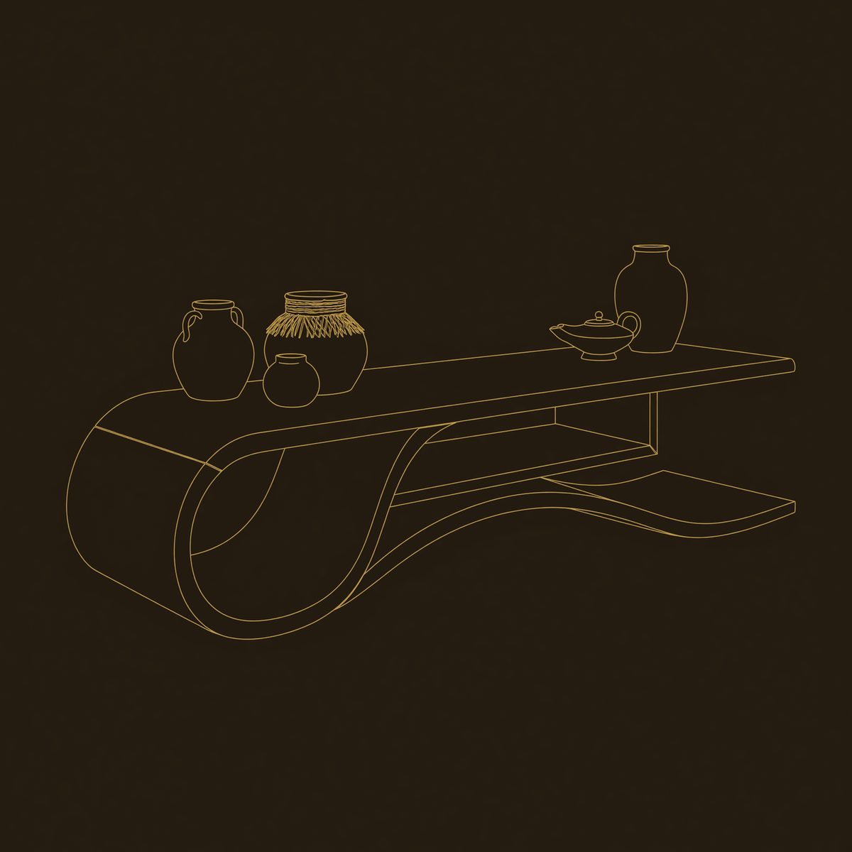 Media Console Cut From a Single Run of Monkeypod dimension diagram