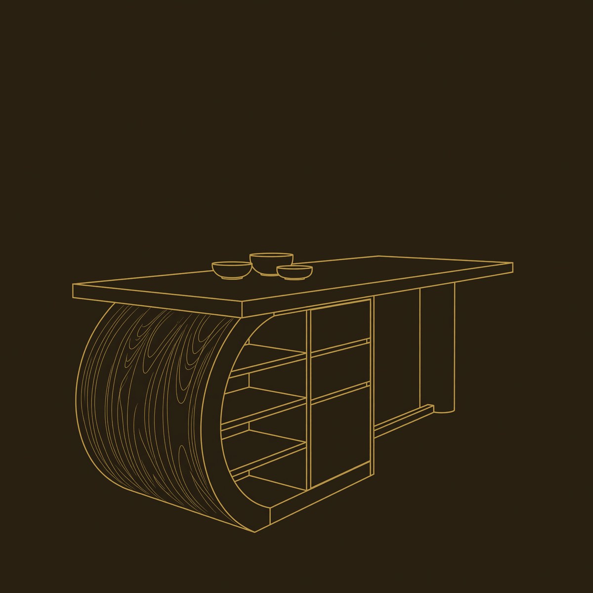 Modern Kitchen Island With Storage For Open Kitchen dimension diagram