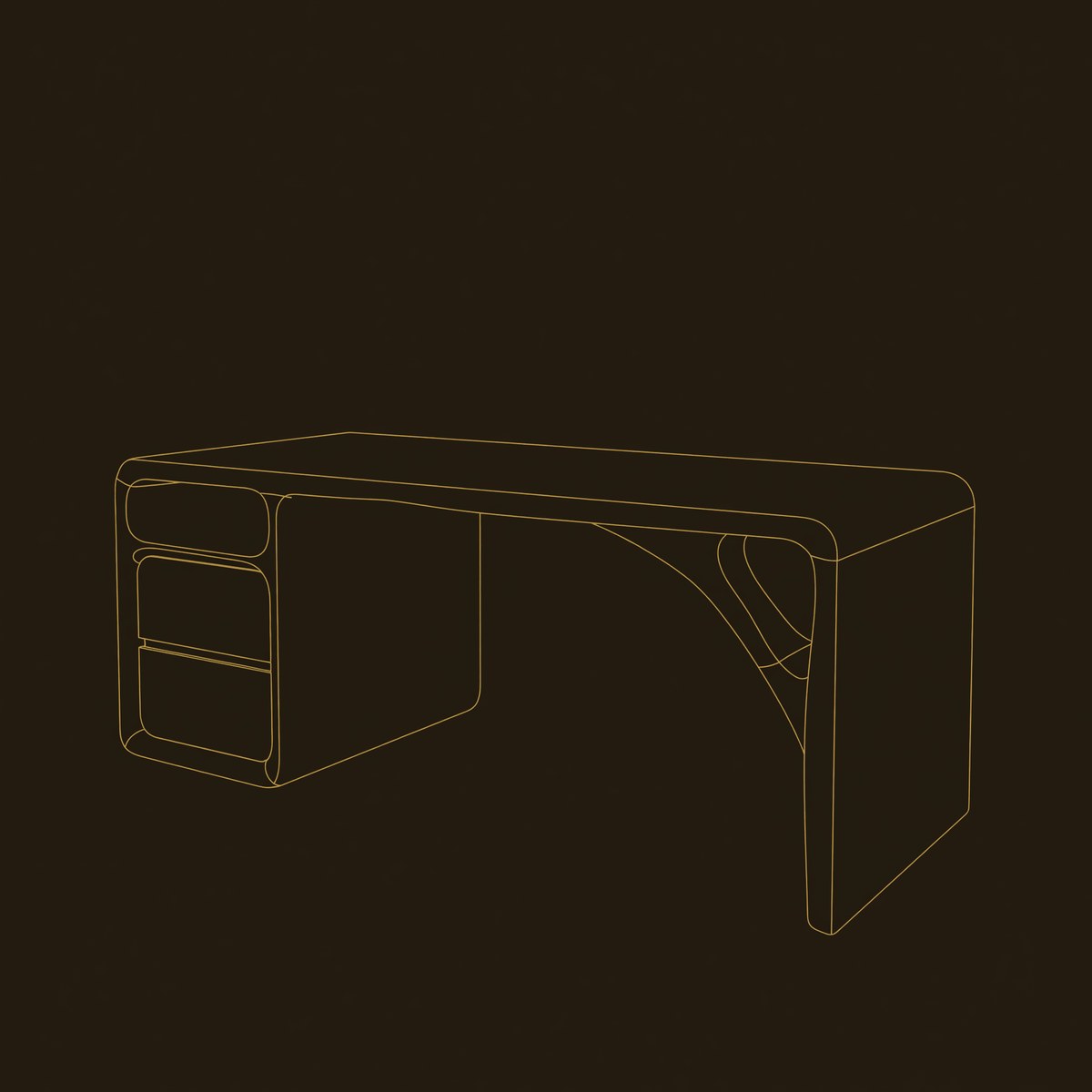 Modern Solid Wood Office Desk with Sculptural Base dimension diagram