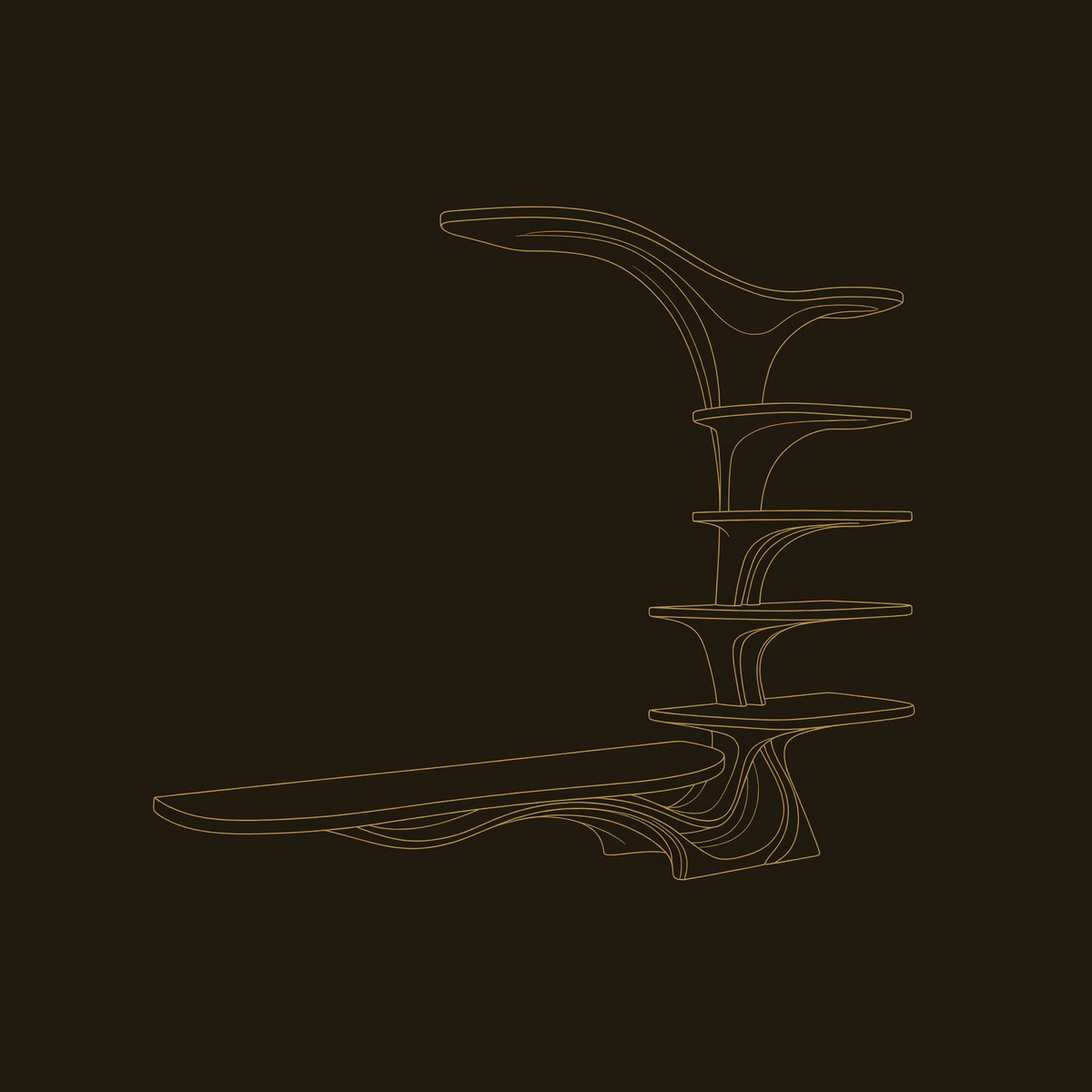 Sculptural Branch Shelving Entertainment Center dimension diagram