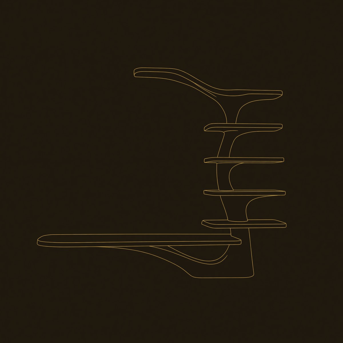 Tree-Inspired Vertical Shelving Media Console dimension diagram