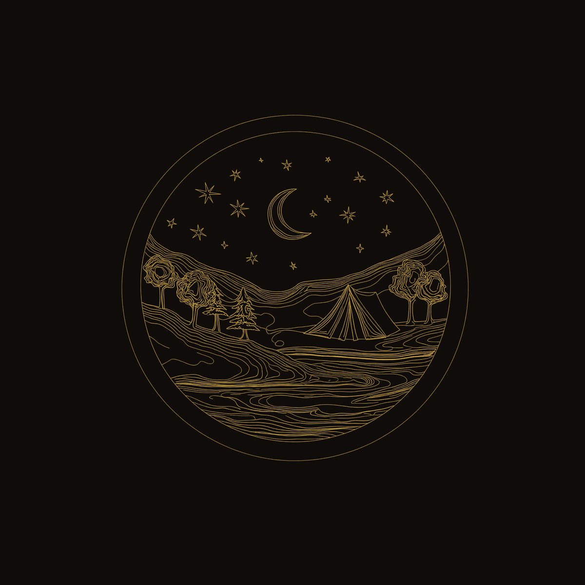 Moonlit Campsite Held in a Round Wood Wall Relief dimension diagram