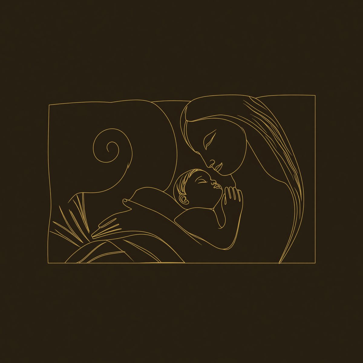 Mother and Child Carved Hardwood Wall Relief Panel dimension diagram