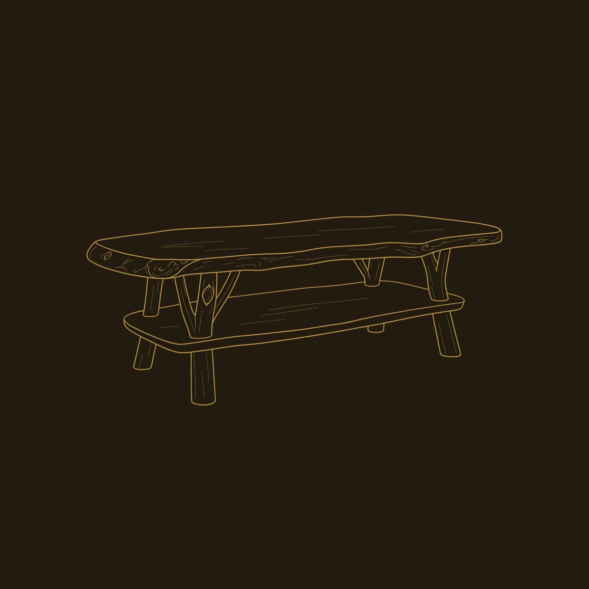 Natural Wood Coffee Table For Studio Lounge dimension diagram