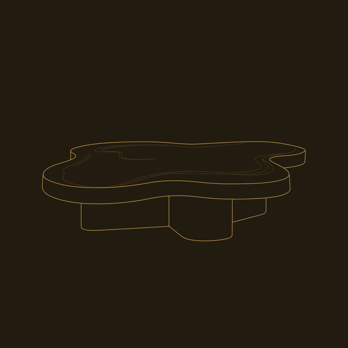 Organic Coffee Table With Unique Cloud-shapes For Living Room dimension diagram