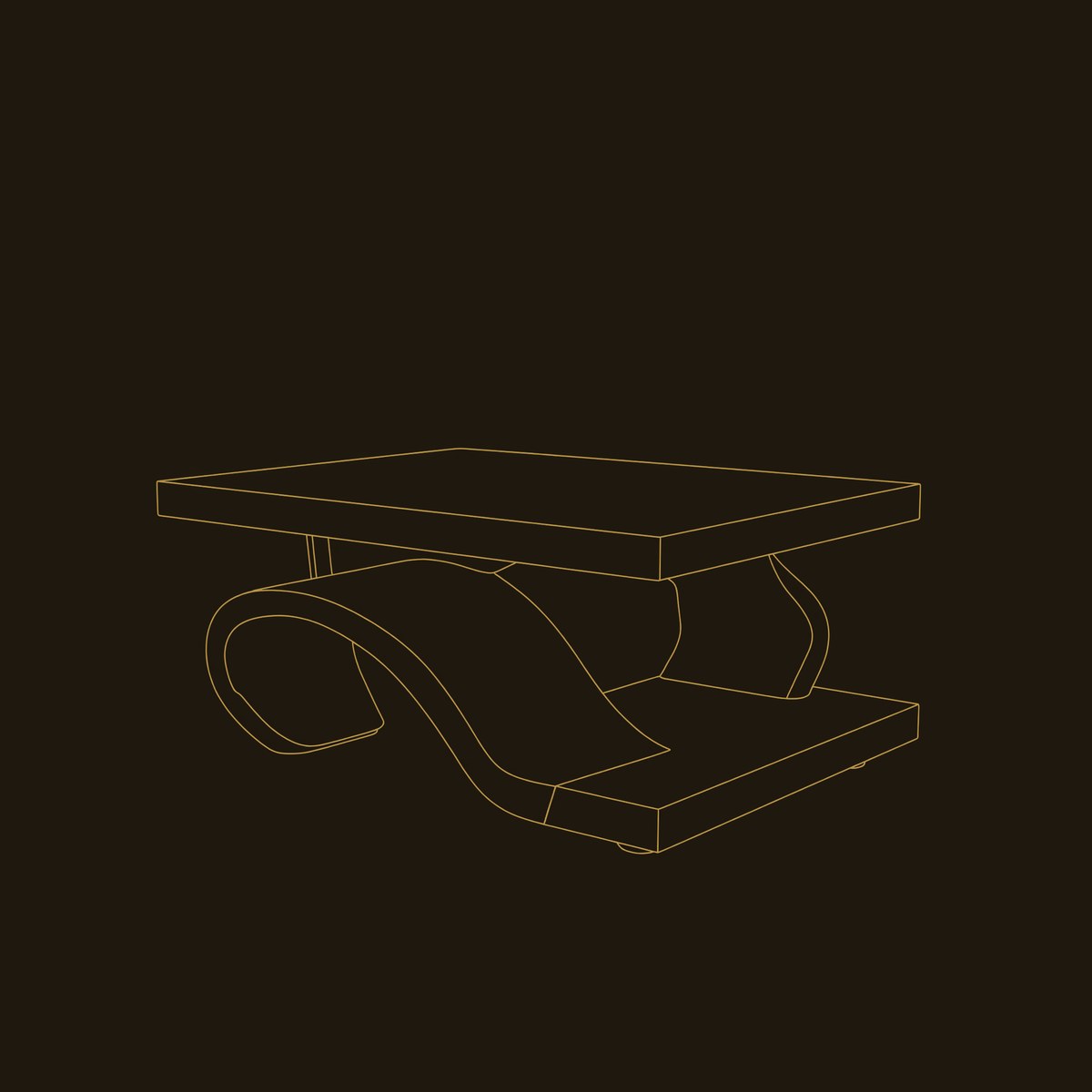 Organic Wood Coffee Table For Modern Lounge dimension diagram