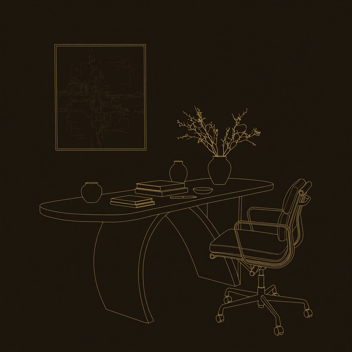 Oval Arch-Legged Desk in Solid Figured Hardwood dimension diagram