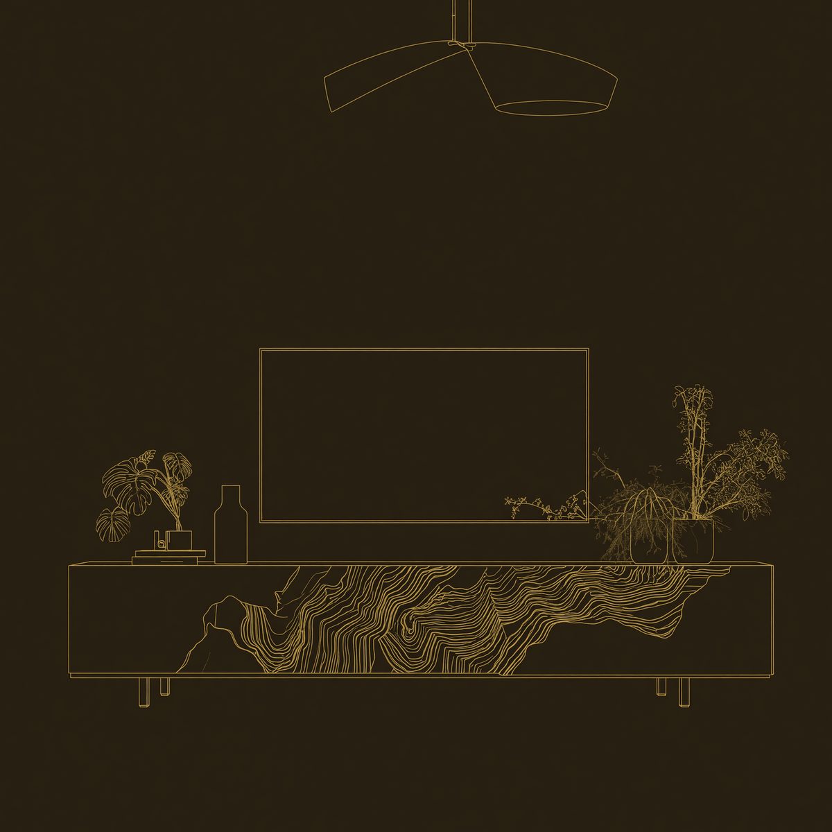 Ridge-Carved Front Media Console, Made to Order dimension diagram