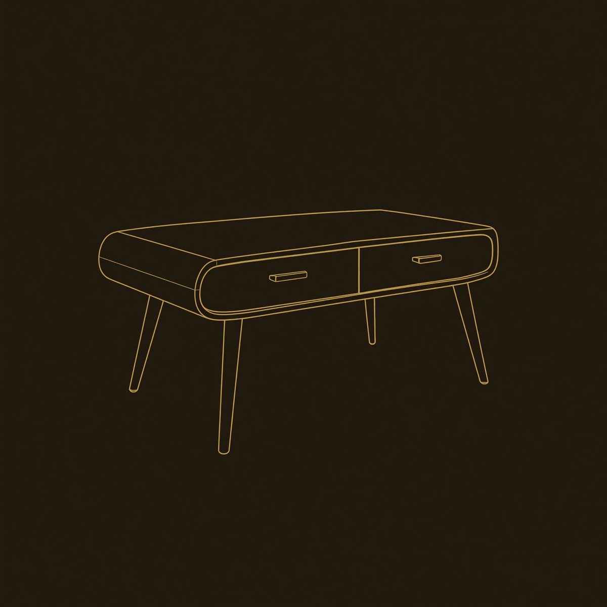 Ridgeline Hardwood Coffee Table With Two Drawers dimension diagram
