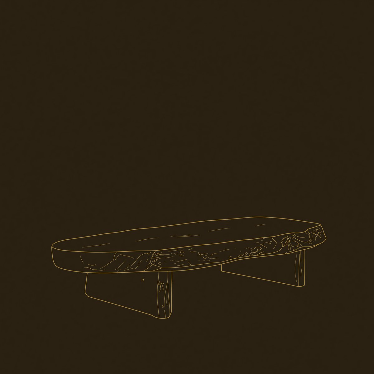Live Edge Coffee Table Organic Solid Wood Rustic Design dimension diagram