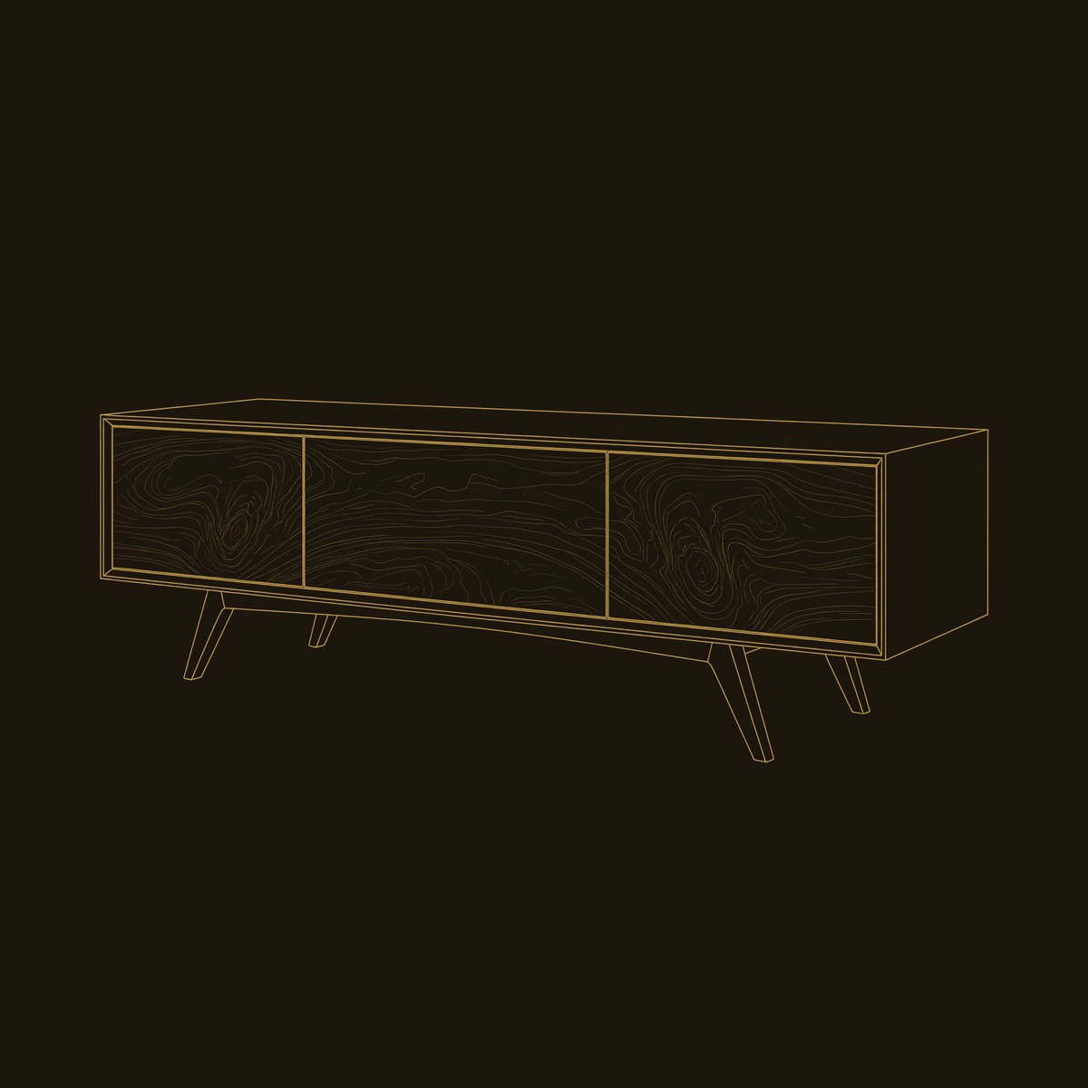 Rustic Wooden Tv Console With Carved Frame For Living Decor dimension diagram