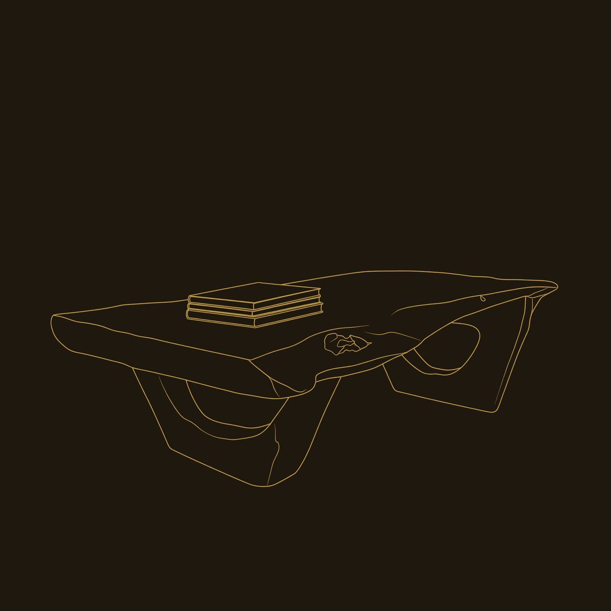 Same Timber Top to Floor, Arch-Base Coffee Table dimension diagram