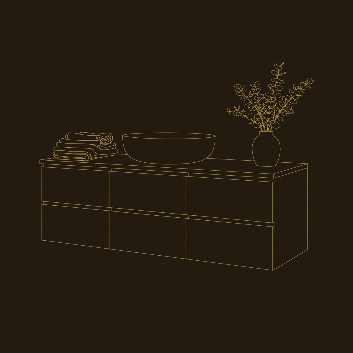 Solid Wood Bathroom Vanity Floating With 2 Tiers Drawer dimension diagram