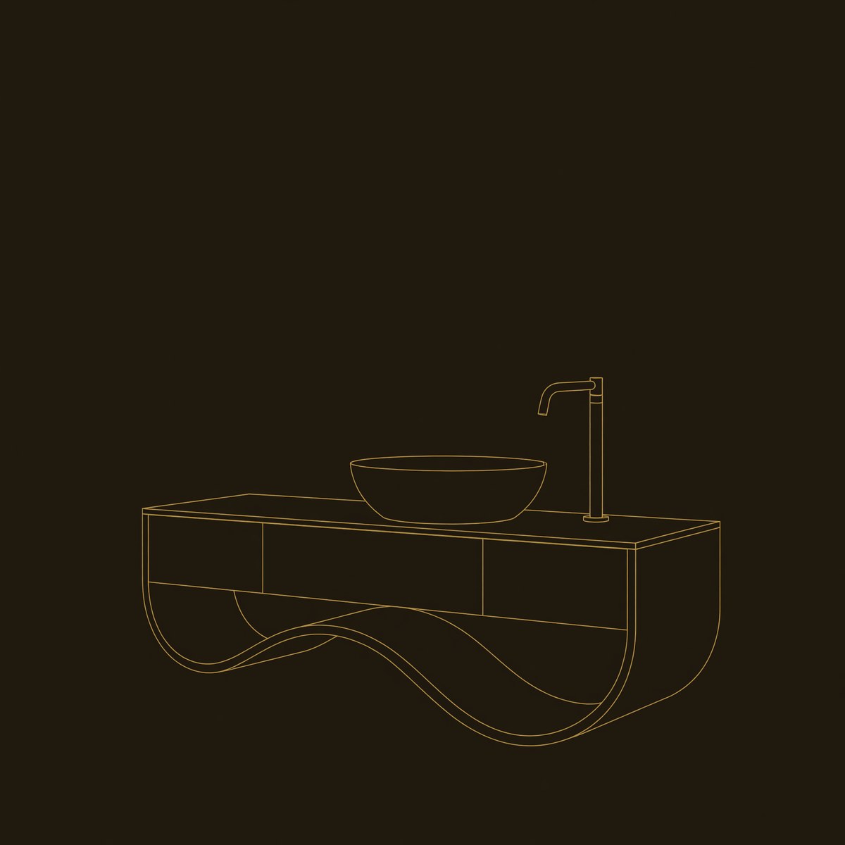 Solid Wood Bathroom Vanity Luxury Cabinet With Undulating Open Shelf Bath dimension diagram