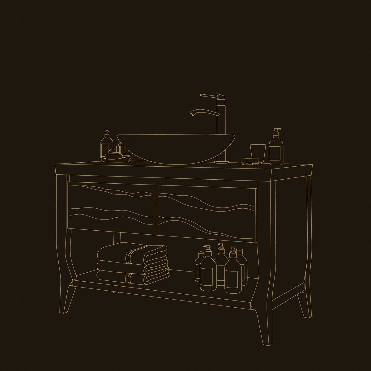 Solid Wood Bathroom Vanity Spa dimension diagram
