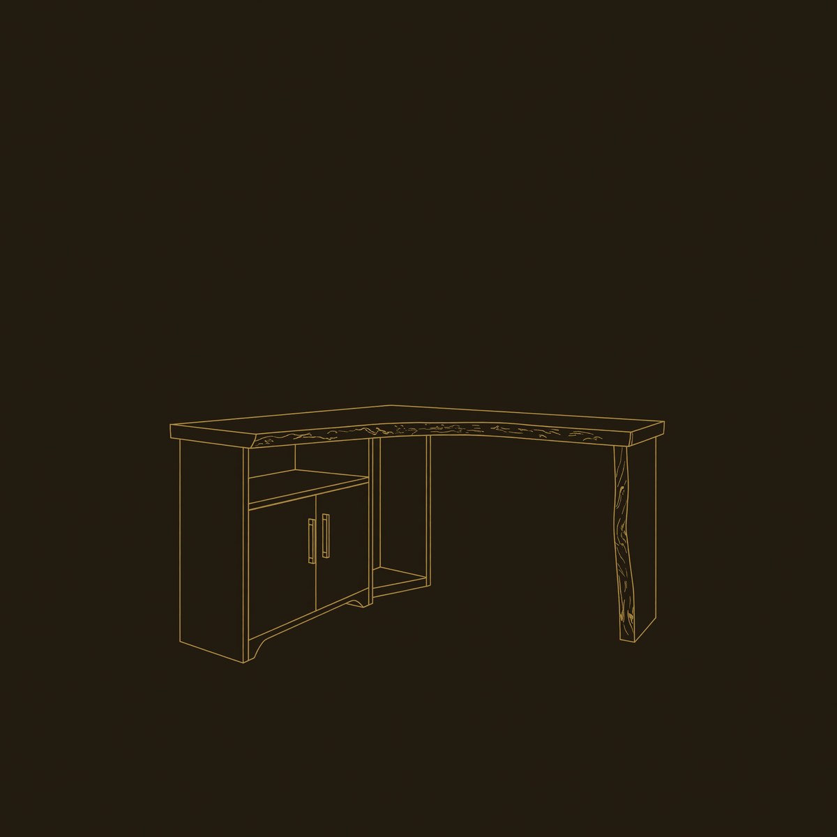 Solid Wood Corner Desk with Cabinet Storage Home Office dimension diagram