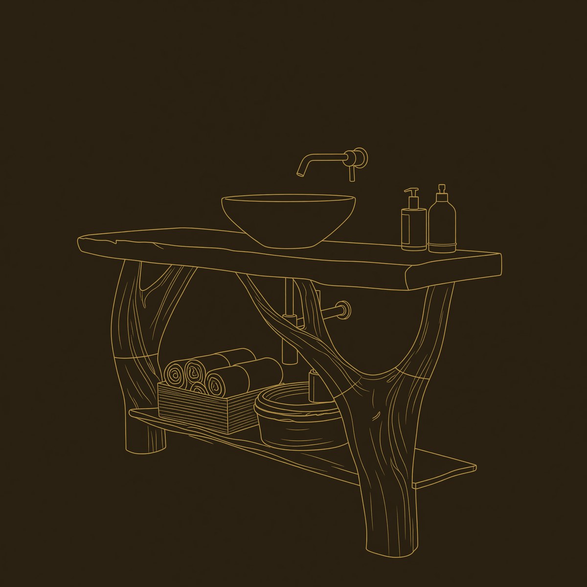 Solid Wood Live Edge Vanity Farmhouse Solid Bathroom Organic Home Bath dimension diagram