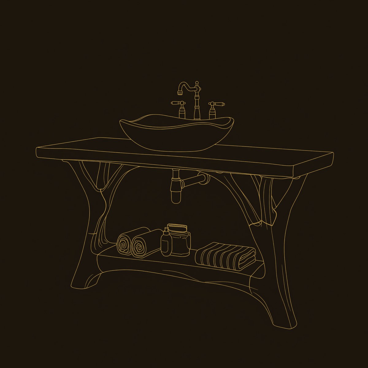 Solid Wood Live Edge Vanity Mid Century Double Sink Bathroom dimension diagram