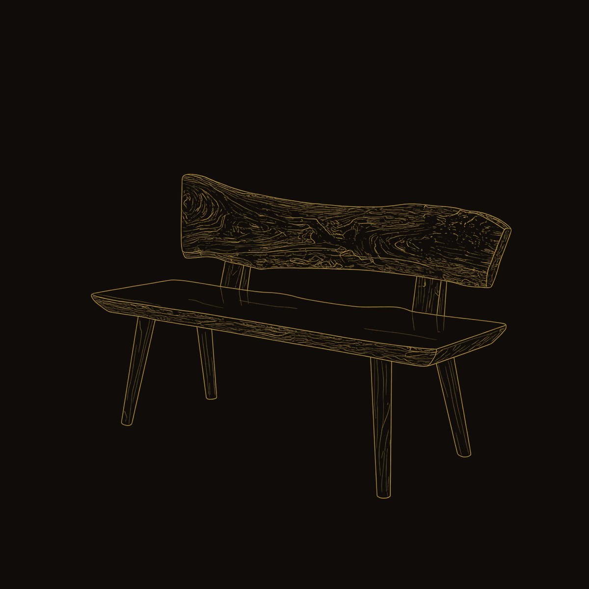 Solid Wood Outdoor Garden Bench Minimal Green dimension diagram