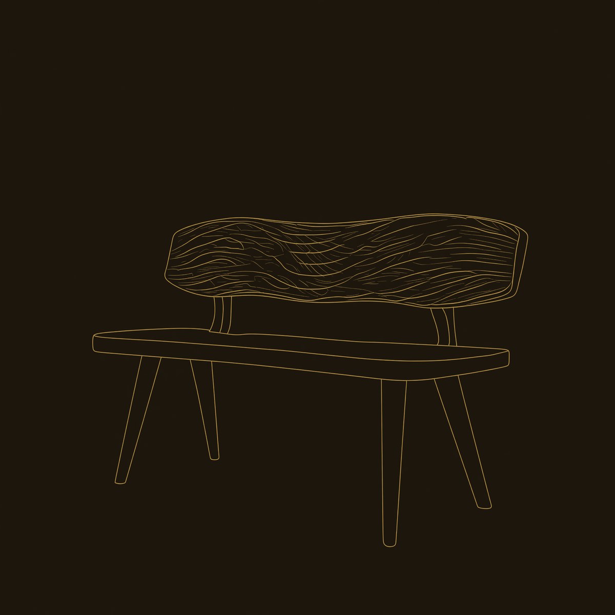 Solid Wood Outdoor Garden Bench With Wave Carved Backrest dimension diagram