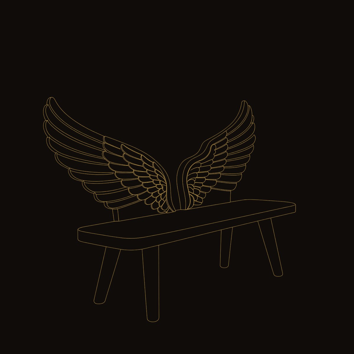 Solid Wood Outdoor Garden Bench With Wing Backrest Exterior Seating dimension diagram